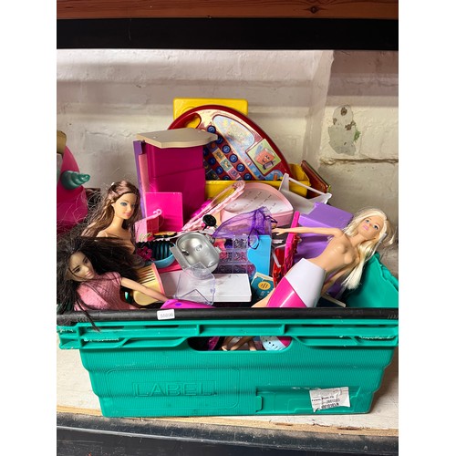 74 - BOX OF TOYS INCL BARBIE DOLLS