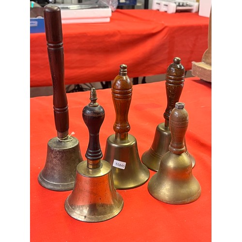 148 - 5 BRASS HAND BELLS