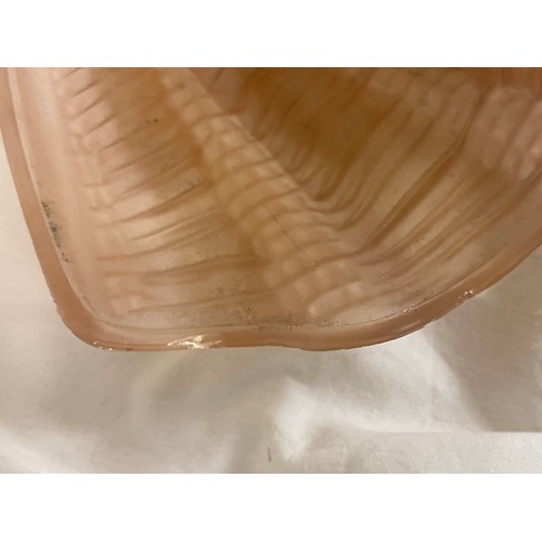 114 - PAIR OF ART DECO PINK GLASS 'CLAM SHELL' WALL LIGHT SHADES