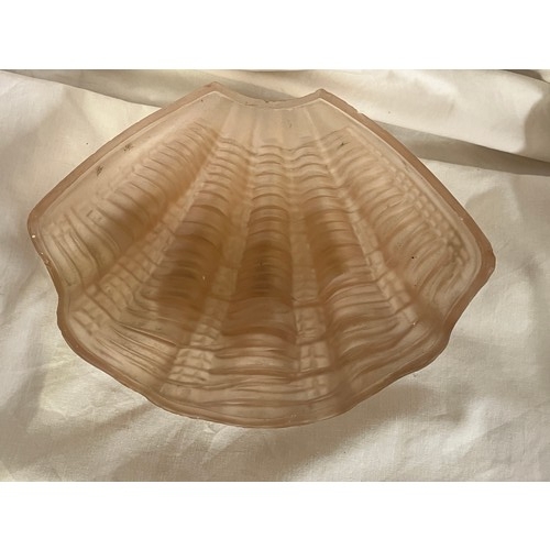 114 - PAIR OF ART DECO PINK GLASS 'CLAM SHELL' WALL LIGHT SHADES