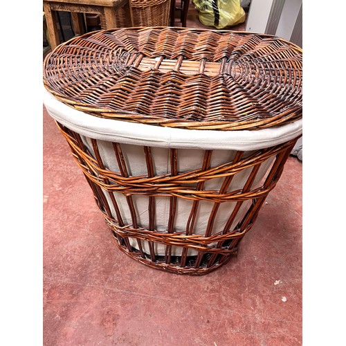 14 - LARGE WICKER LAUNDRY BASKET