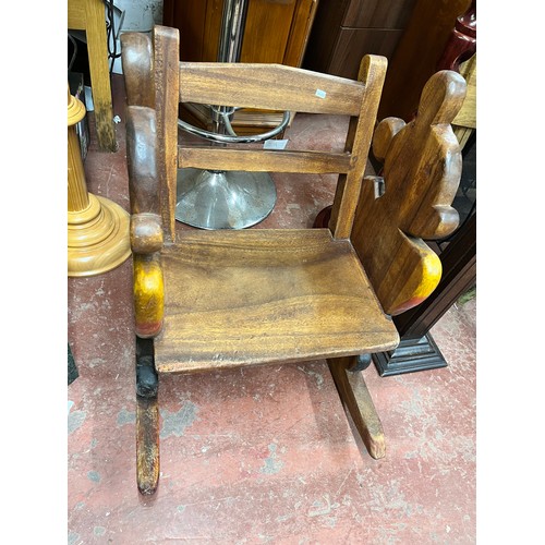 22 - WOODEN 'MICKEY MOUSE' ROCKING CHAIR