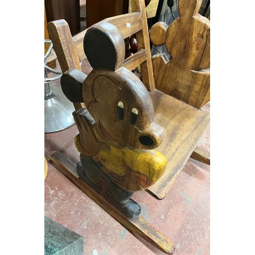 22 - WOODEN 'MICKEY MOUSE' ROCKING CHAIR