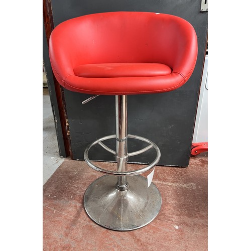 23 - RED RISE & FALL SWIVEL BREAKFAST BAR CHAIR