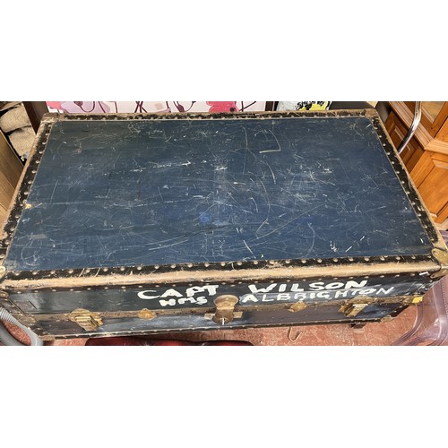 34 - LARGE ANTIQUE SEA/TRAVEL TRUNK