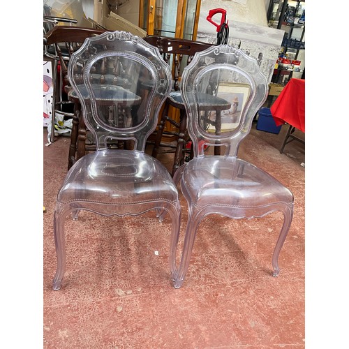 37 - PAIR OF FRENCH STYLE GHOST CLEAR/TRANSPARENT CHAIRS