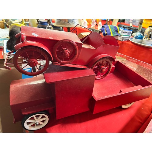 87 - WOODEN CHILD'S TRUCK & PAINTED METAL MODEL CAR