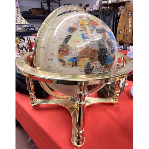 192 - LARGE JEWELLED GLOBE ON BRASS STAND(RESERVED AT £30)