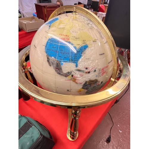 192 - LARGE JEWELLED GLOBE ON BRASS STAND(RESERVED AT £30)