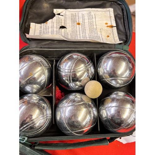 208 - CASED 6pc FRENCH BOULES & JACK SET WITH MARKER