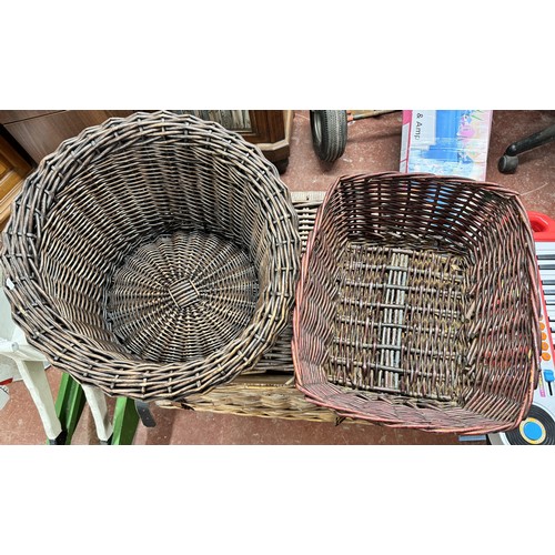 5 - WICKER CAT BASKET & 1 OTHER BASKET