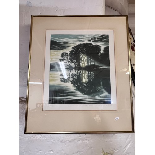 40 - GILT FRAMED Ltd Ed 140/150 REFLECTIONS IN WINDERMERE ETCHING SIGNED SUSAN E. JAMESON '85