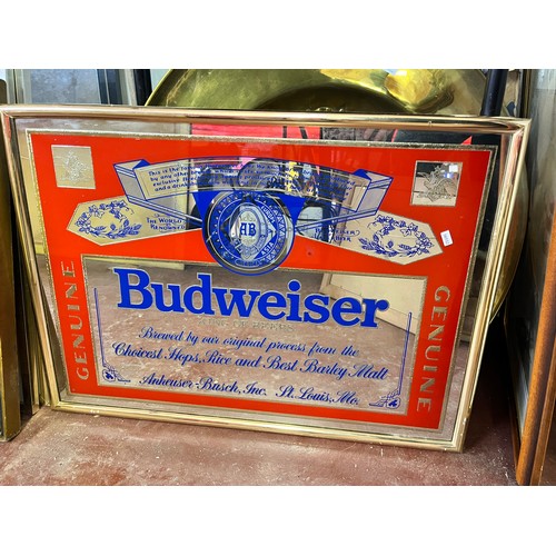 50 - LARGE FRAMED BUDWEISER ADVERTISING MIRROR