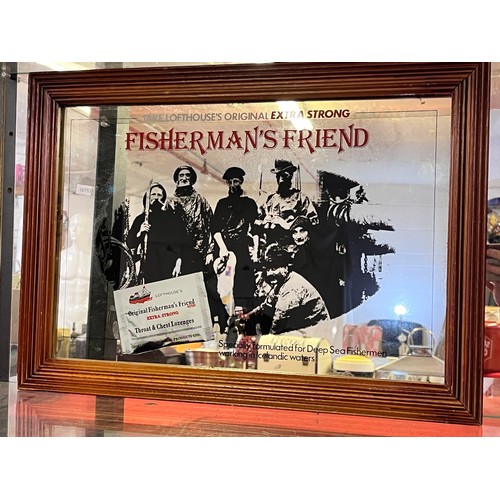 52 - FRAMED 'FISHERMAN'S FRIEND' ADVERTISING MIRROR