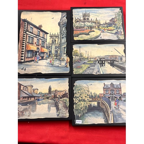 53 - SET OF 5 WIGAN SCENES PRINTS ON  BOARDS