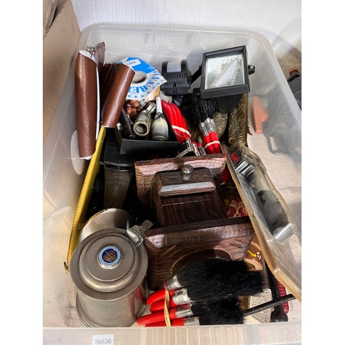 79 - BOX OF MIXED GARAGE ITEMS INCL PAINT BRUSHES