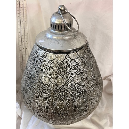 205 - ORIENTAL METAL GARDEN CANDLE LANTERN WITH GLASS HOLDER