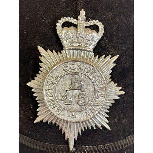 215 - VINTAGE POLICE HELMET WITH RARE BRISTOL BADGE