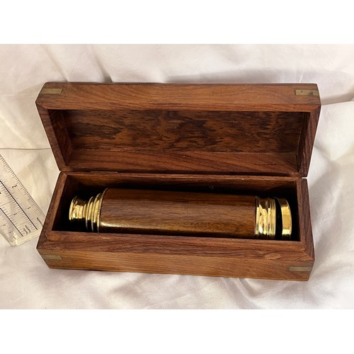 227 - WOODEN CASED TELESCOPE