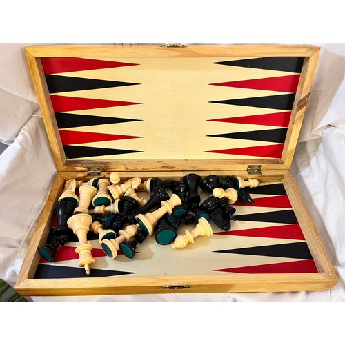 241 - WOODEN CASED CHESS SET