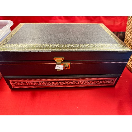 262 - LARGE JEWELLERY BOX & COSTUME JEWELLERY