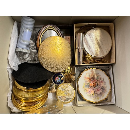 263 - BOX OF VINTAGE COMPACTS  & TRINKET BOXES