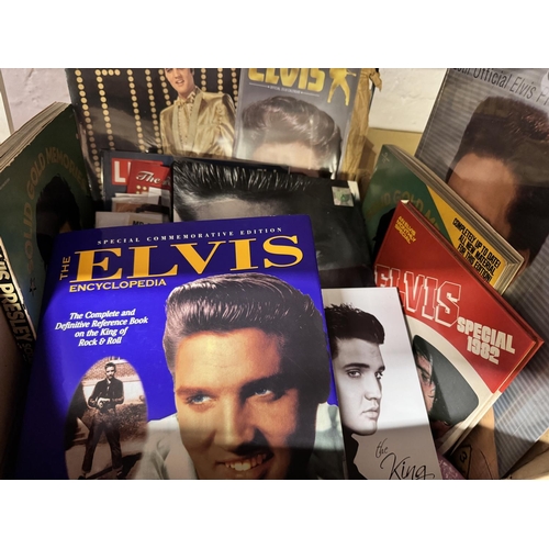 106 - BOX OF VINTAGE ELVIS EPHEMERA INCL CALENDARS