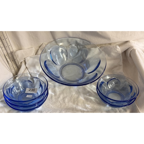 236 - 6pc BLUE GLASS DESSERT SET