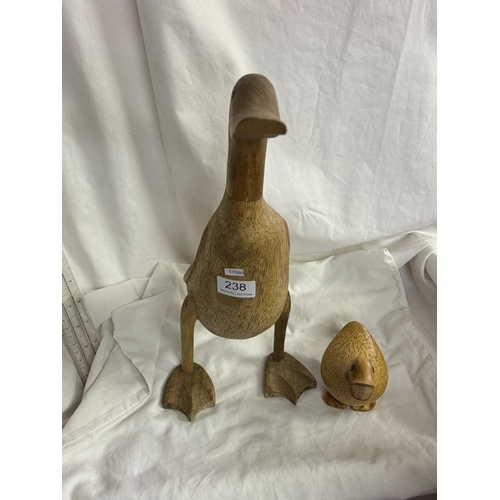 238 - 2 WOODEN DUCKS FIGURES