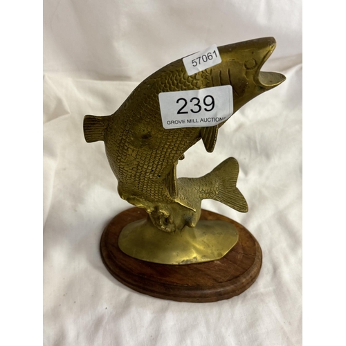 239 - BRASS MOUNTED LEAPING SALMON FIGURE