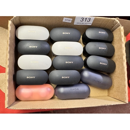 313 - SMALL BOX OF CASED SONY EARBUDS(A/F)