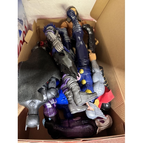 70 - BOX OF SUPERHERO TOYS INCL BATMAN