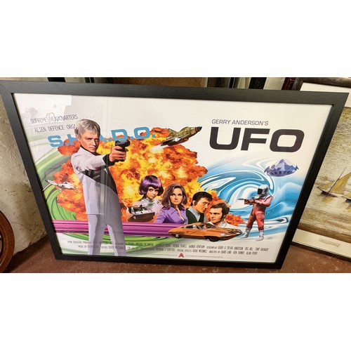 28 - 3 LARGE FRAMED HORROR & 1 UFO POSTERS