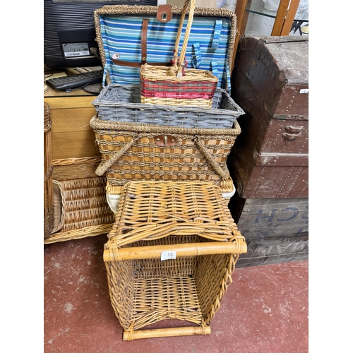 12 - 5 VARIOUS WICKER BASKETS