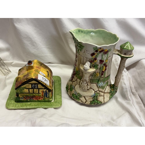 131 - GARDEN FEATURE JUG & COTTAGE BUTTER DISH