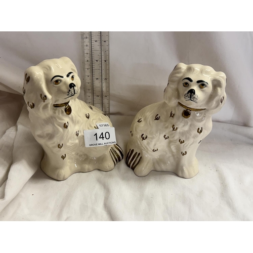 140 - PAIR OF  MINIATURE STAFFORDSHIRE FIRESIDE DOGS