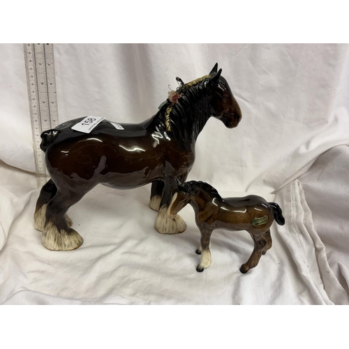 158 - BESWICK SHIRE HORSE & A FOAL