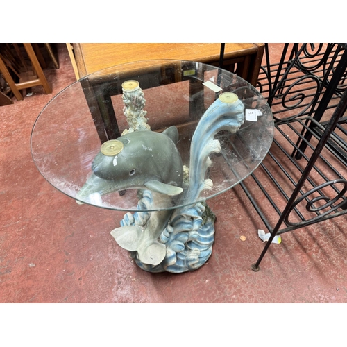 DOLPHIN GLASS TOP COFFEE TABLE