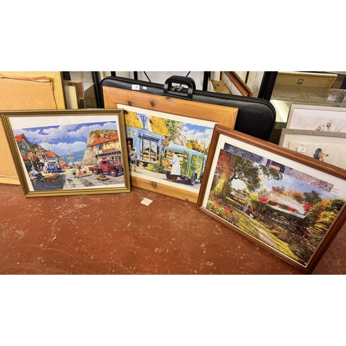 36 - 3 FRAMED JIGSAWS & A PORTAPUZZLE CASE