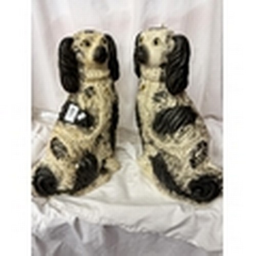 119 - PAIR OF TALL STAFFORDSHIRE POTTERY FIRESIDE DOG FIGURES