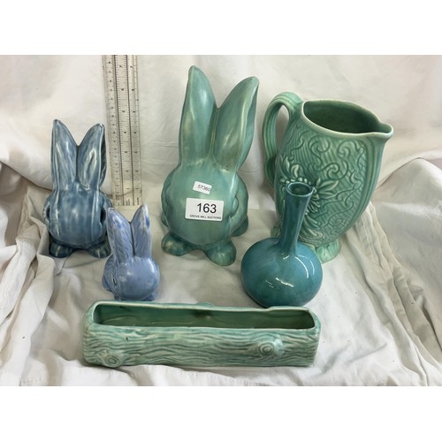 163 - COLLECTION OF SYLVAC POTTERY RABBITS & VASES