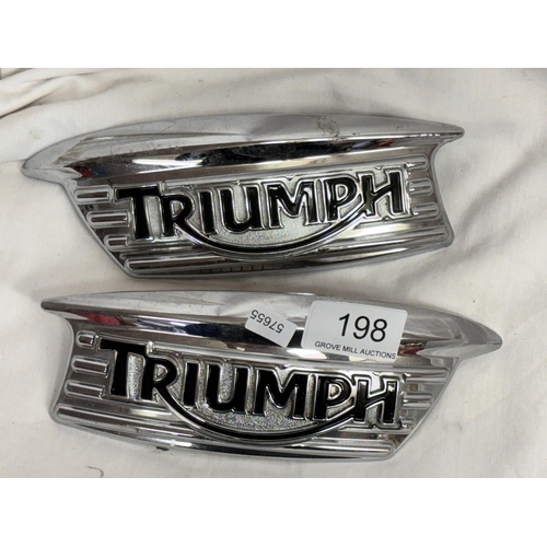 198 - 2 TRIUMPH MOTORCYCLE TANK BADGES