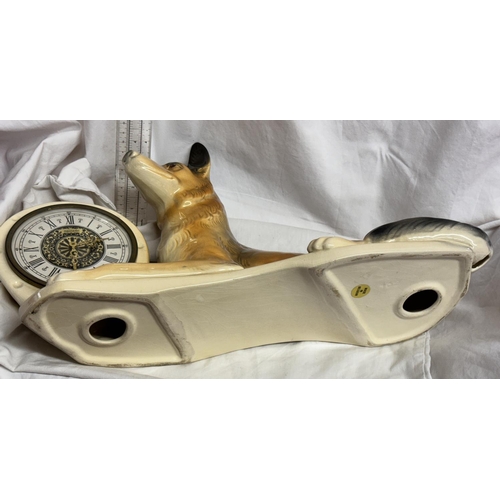 200 - VINTAGE STYLE JEMA POTTERY ALSATIAN 'CLOCK' FIGURE & A LABRADOR FIGURE