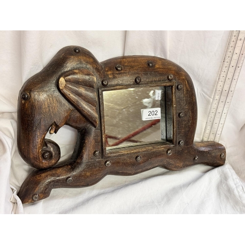 202 - WOODEN ELEPHANT MIRROR