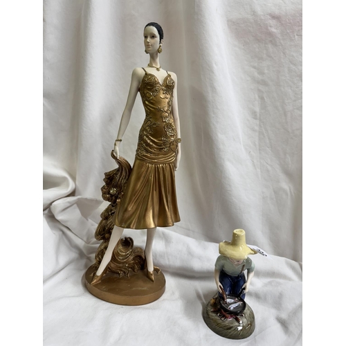 208 - THE LEONARDO COLLECTION 'ART DECO' FIGURINE & A ROYAL DOULTON 'RIVER BOY' FIGURE