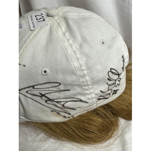 237 - ENGLAND BASEBALL CAP SIGNED WITH ASSORTED GRAND PRIX SIGNATURES