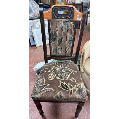 26 - VINTAGE UPHOLSTERED HALL CHAIR