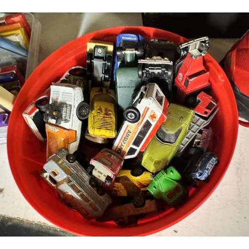 129 - TUB OF PLAYWORN VEHICLES