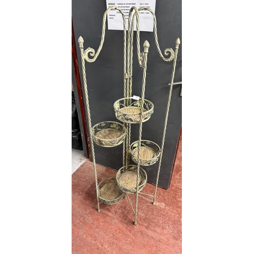 17 - VINTAGE WROUGHT IRON TRI FOLDING PLANT STAND