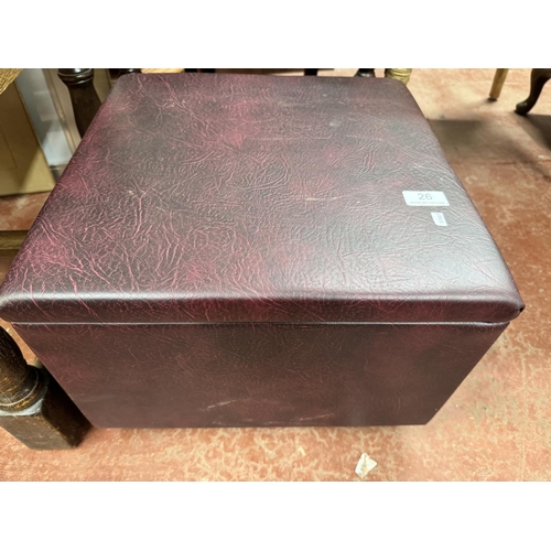 26 - OXBLOOD LIFT TOP FOOTSTOOL